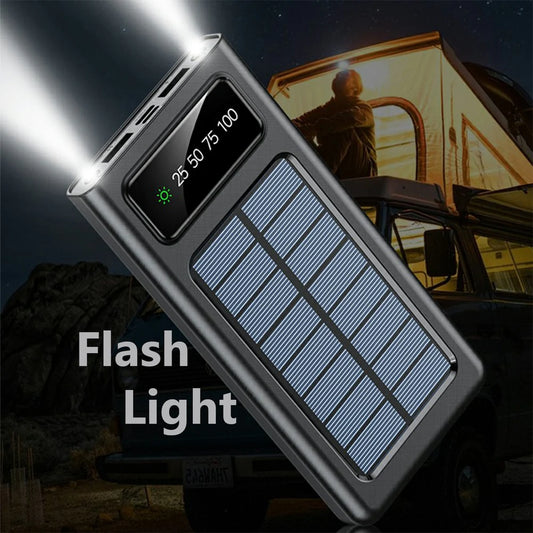TECHPLUSEMART - 20000 mAh Solar Phone Charger 15W Power Bank with Lithium Polymer Battery (Solar-4Wire-20K)