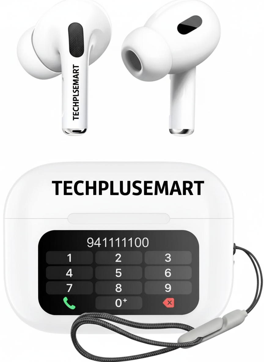 Techplusemart - Smart Buds Touch Screen Display TWS ANC + ENC In Earbuds AI Quad Mic Bluetooth  (White, True Wireless)