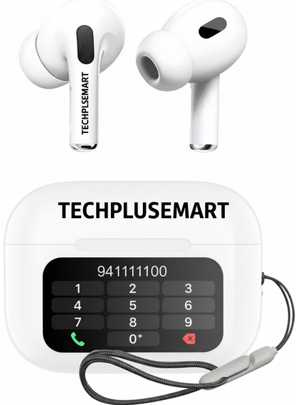 Techplusemart - Smart Buds Touch Screen Display TWS ANC + ENC In Earbuds AI Quad Mic Bluetooth  (White, True Wireless)