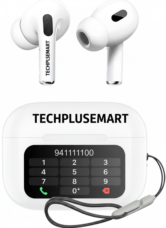 Techplusemart - Smart Buds Touch Screen Display TWS ANC + ENC In Earbuds AI Quad Mic Bluetooth  (White, True Wireless)