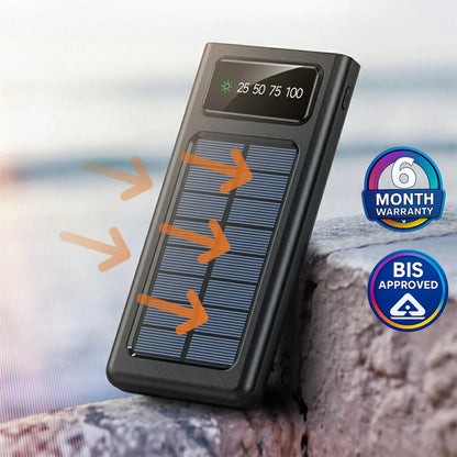 TECHPLUSEMART - 20000 mAh Solar Phone Charger 15W Power Bank with Lithium Polymer Battery (Solar-4Wire-20K)